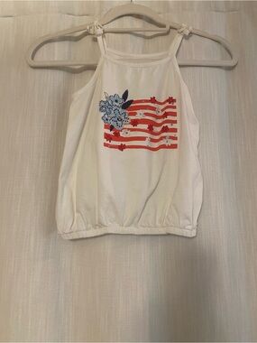 Carter's White Tank Top with Red Stripes & Blue Floral Accent
